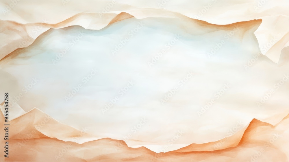 Canvas Prints a painting of a mountain range with a large white space in the middle