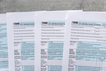 Fototapeta premium Close up of blank income tax forms 1040