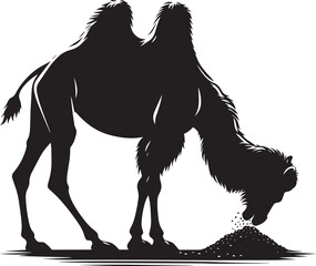 Desert camel animal Silhouette isolated on white background Minimalist camel vector illustration