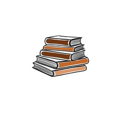 World book day. Stack of books isolated. Freehand sketch of stack of books, template for sticker