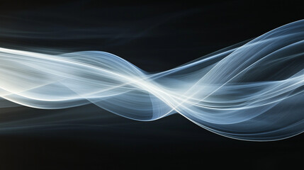 Naklejka premium Abstract white light waves on a dark background, showcasing a smooth and flowing motion that represents fluidity and elegance