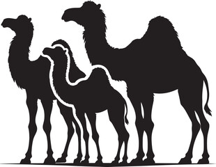Desert camel animal Silhouette isolated on white background Minimalist camel vector illustration