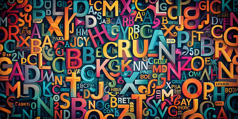 A Kaleidoscope of Letters: A vibrant jumble of the alphabet bursts forth, each letter a unique work of art in this captivating celebration of language and typography. 