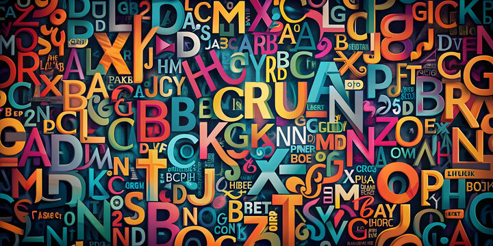 A Kaleidoscope of Letters: A vibrant jumble of the alphabet bursts forth, each letter a unique work of art in this captivating celebration of language and typography. 
