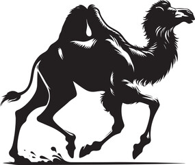 Desert camel animal Silhouette isolated on white background Minimalist camel vector illustration