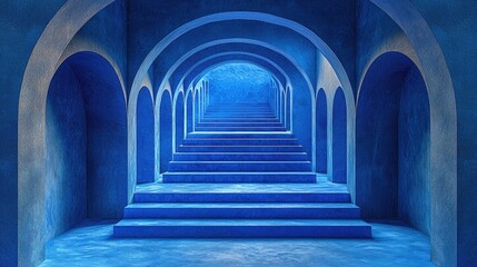 blue podium with circles background