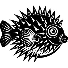 Porcupine Fish Silhouette Vector Art