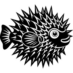 Porcupine Fish Silhouette Vector Art