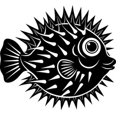 Porcupine Fish Silhouette Vector Art