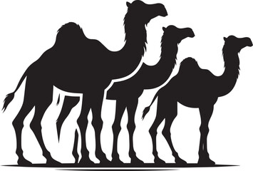 Desert camel animal Silhouette isolated on white background Minimalist camel vector illustration