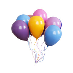 3D Rendered Bunch of colorful balloons isolated on a transparent background.