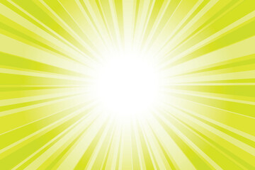 Obraz premium Abstract glowing green sunburst background. Chartreuse green glow effect sunburst background for presentation, banner, poster, flyer, sales. Modern pop art poster for summer and spring.