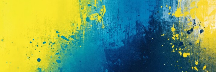 Fototapeta premium Retro geometric gradient backdrop featuring a vibrant yellow and blue grainy style