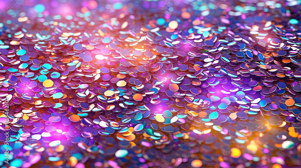 Poster abstract glitter background with rainbow colored sparkling particles