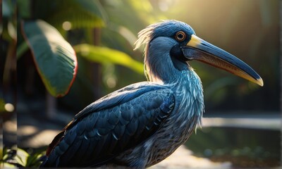 Fototapeta premium Majestic Shoebill Stork by the Shore