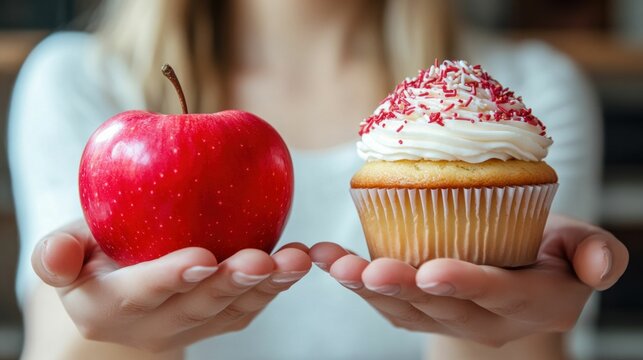 Apple vs Cupcake in a Healthy Eating Choice