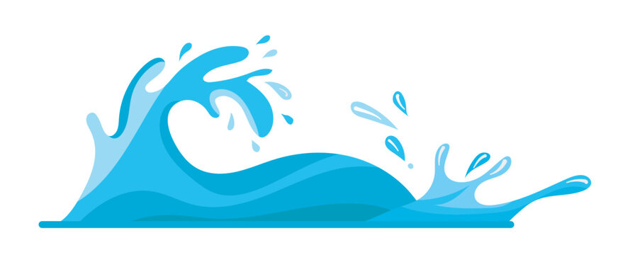 recommend clip art: abstract ocean wave design featuring fluid and dynamic water movement in a flat vector illustration style emphasizing the beauty and serenity of the sea and its waves crashing and splashing