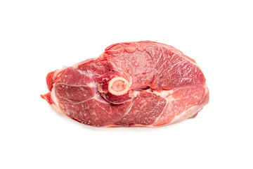 Raw mutton leg fillet isolated, lamb meat pieces, tenderloin or mutton sirloin meat. Fresh sheep fillet