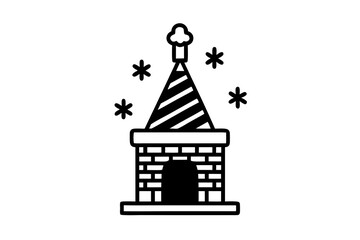 Christmas Chimney
 line art   icon on white background