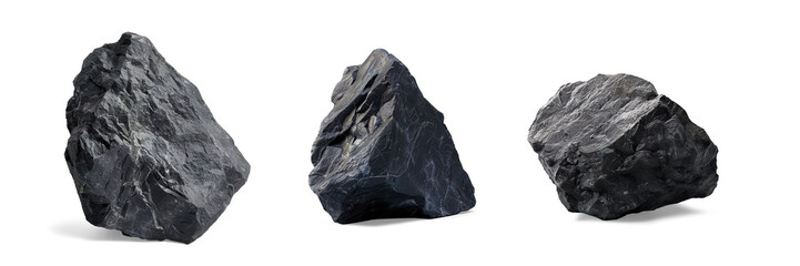 Black Obsidian Rock on a Transparent Background