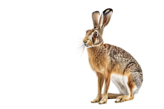 Alert Brown Hare Standing Tall on Transparent Background PNG
