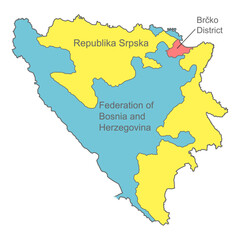 Obraz premium map of administrative regions of Bosnia Herzegovina