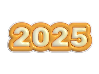 2025 New Year 3D numbers for greeting cards, banners or posters vector illustration.