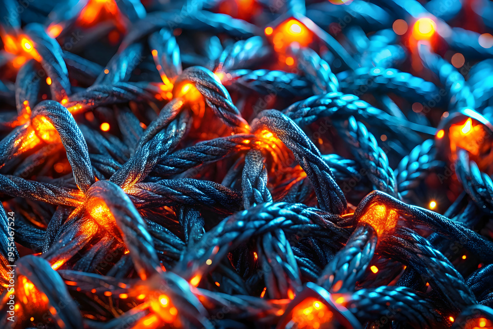 Poster neural network glow: a vibrant, intricate 3d render of a neural network ablaze with energy, symboliz