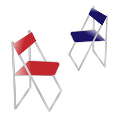 Basic folding chairs on white background.