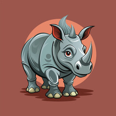Rhino cartoon vector illustration style