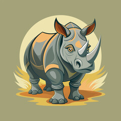 Rhino cartoon vector illustration style