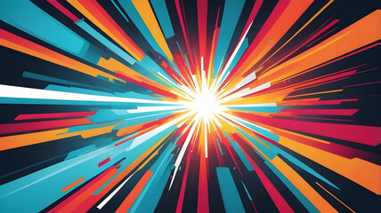 Fototapeta premium Chromatic Convergence: A vibrant, abstract explosion of color and light, perfect for conveying concepts of energy, speed, and digital innovation. 