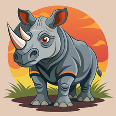 Rhino cartoon vector illustration style