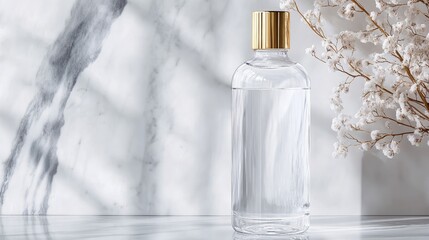 Crystal-clear glass bottle with minimalist design