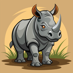 Rhino cartoon vector illustration style