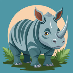 Rhino cartoon vector illustration style