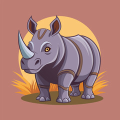 Rhino cartoon vector illustration style