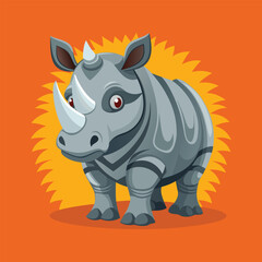 Rhino cartoon vector illustration style