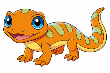 Vector Art Cute Lizard Illustration on White Background