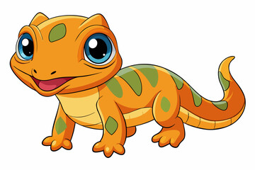 Vector Art Cute Lizard Illustration on White Background