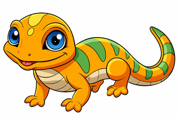 Vector Art Cute Lizard Illustration on White Background