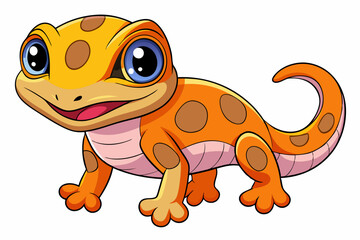 Vector Art Cute Lizard Illustration on White Background