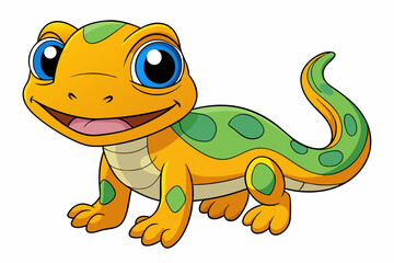 Vector Art Cute Lizard Illustration on White Background