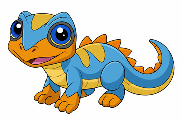 Vector Art Cute Lizard Illustration on White Background