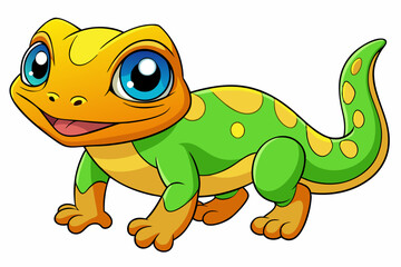 Vector Art Cute Lizard Illustration on White Background