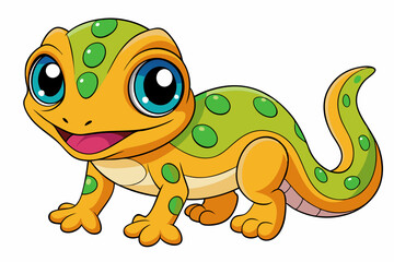 Vector Art Cute Lizard Illustration on White Background