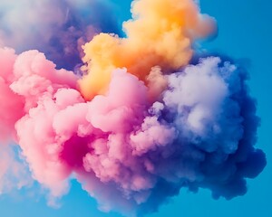 A close-up of colorful smoke swirling in the air during a vibrant festival, adding a dynamic and artistic flair