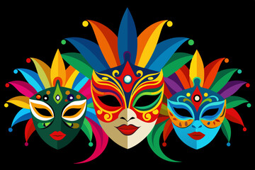  Brazil carnival masks vector art illustration 