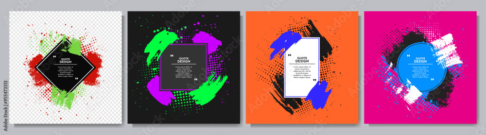 Wall mural vector frame for text. modern art graphics. dynamic frame stylish geometric color background. brush 