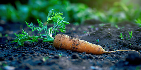 Obraz premium Fresh carrots in the garden
